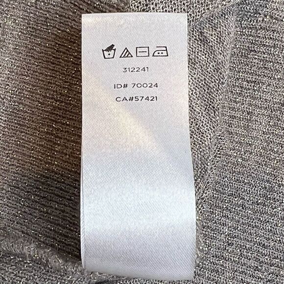 Loft crew neck metallic silver lightweight wool blend sweater size L - Picture 15 of 15